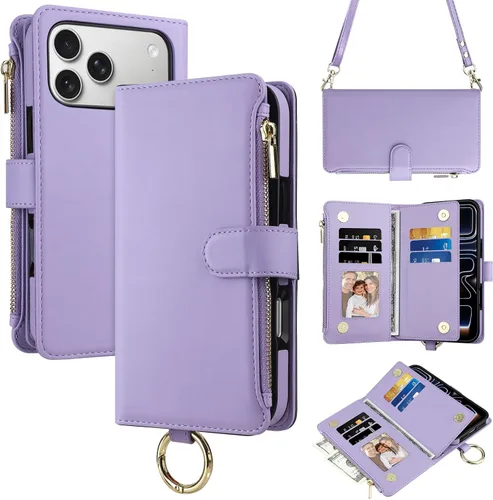 Vista 11 de Vofolen Funda tipo cartera para iPhone 16 con tarjetero y bloqueo RFID Negro