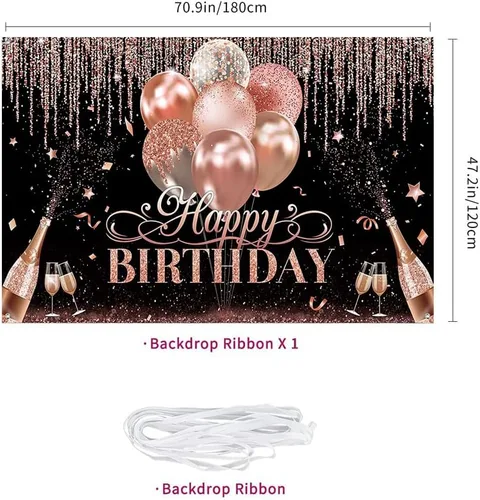 Vista 2 de Fondo de oro rosa con purpurina para decoración de fiesta de cumpleaños para mujeres y niñas, fondo de fotografía, suministros de decoración de baby