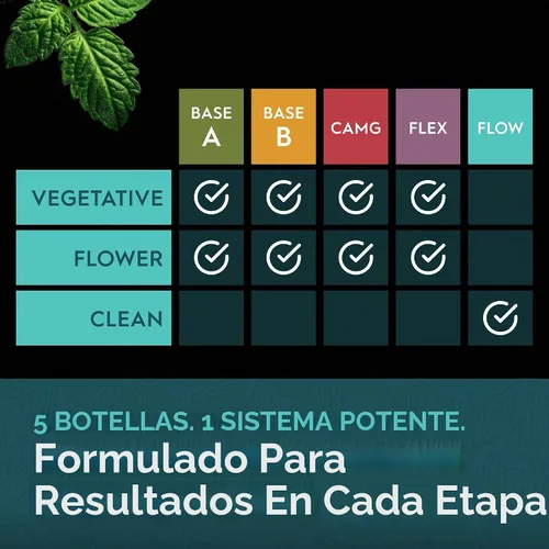 Vista 6 de Kit de nutrientes de 5 partes, sistema de nutrición líquida para crecimiento y floración, base A, base B, caMg, flexible, flujo, apoya