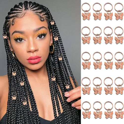 Vista 8 de NAISKA 20 accesorios para el cabello de mariposa, brazaletes, dijes y anillos de joyería para mujer (dorado)