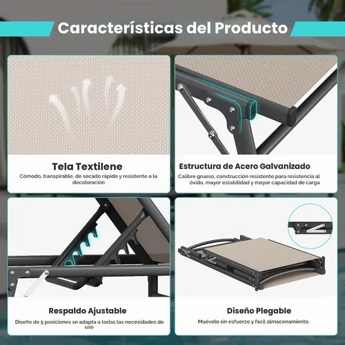 Vista 5 de Amopatio Juego de 2 sillas de patio para exteriores Caqui