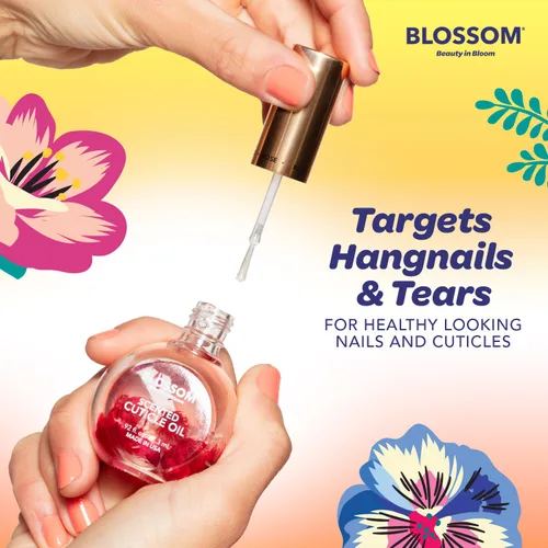 Vista 5 de Blossom Aceite para cutículas hidratante, hidratante, fortalecedor, perfumado, infundido con flores reales, fabricado en Estados Unidos, 0.84 onzas