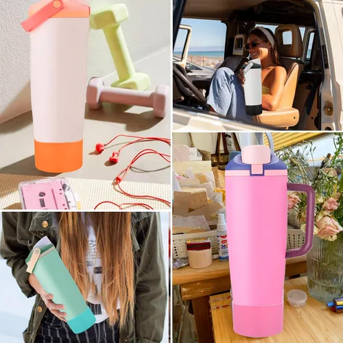 Vista 7 de Mity rain 2 piezas de botas protectoras de silicona para botellas y vasos FreeSip Sway de Owala de 30 oz y 40 oz - Accesorios para owala, mejora