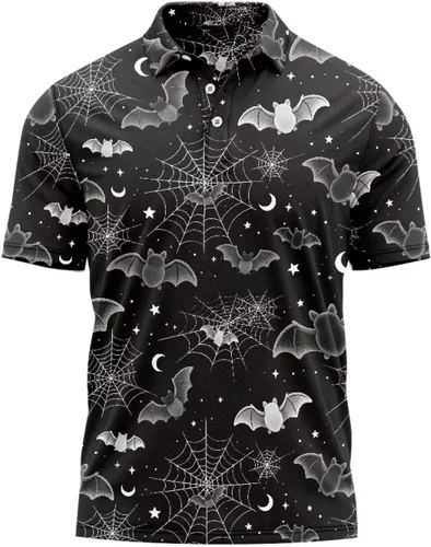 Vista 30 de HUGS IDEA Camiseta casual retro para hombre, diseño de calavera de manga corta Nota musical de hoja de otoño