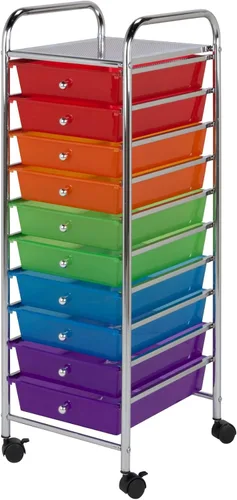 Vista 8 de Honey-Can-Do - Carrito de almacenamiento de plástico de 3 cajones con ruedas, plateado