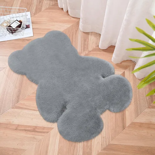 Vista 29 de Alfombra de pelo de oveja sintética de 2 pies, suave y esponjosa, bonita alfombra de felpa para guardería, habitación de niños y niñas, decoración