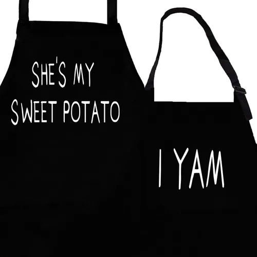 Vista 11 de Rosoz Funny Couple Aprons - Gift Ideas For Her Him - Kitchen Cooking Set - Birthday, Wedding, Anniversary, Bridal Shower