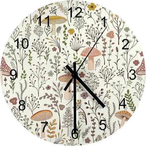 Vista 24 de Reloj de Pared de Flores Silencioso Sin Tictac Operado por Batería, Caricatura de los 70s Linda Flor Abstracta Pastel Margarita Reloj Floral