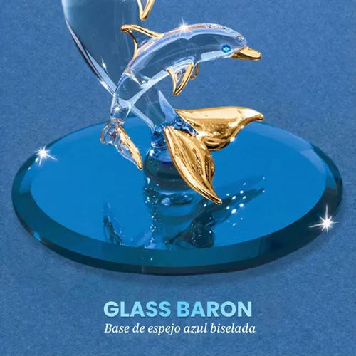 Vista 5 de Figura de cristal de delfín y bebé
