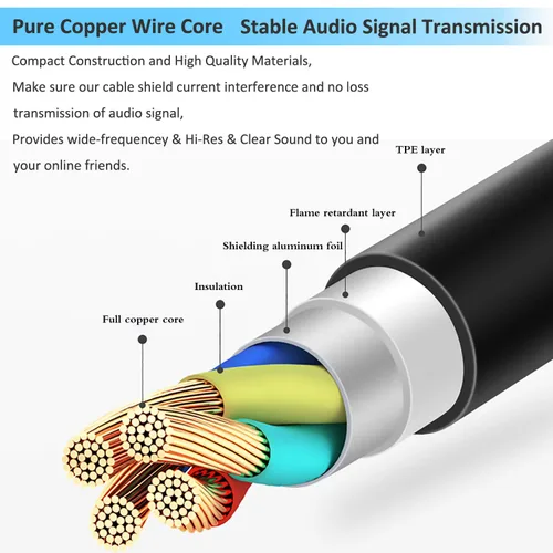 Vista 5 de LecLooc Cable de repuesto para auriculares Astro A10A40A30A50, control de volumen de silencio en línea, con micrófono compatible con Xbox One Play