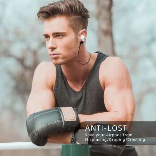 Vista 4 de Correas magnéticas antipérdida para AirPods, paquete de 4 unidades, cordón de cuello de silicona suave con diseño magnético ultra fuerte, compatible