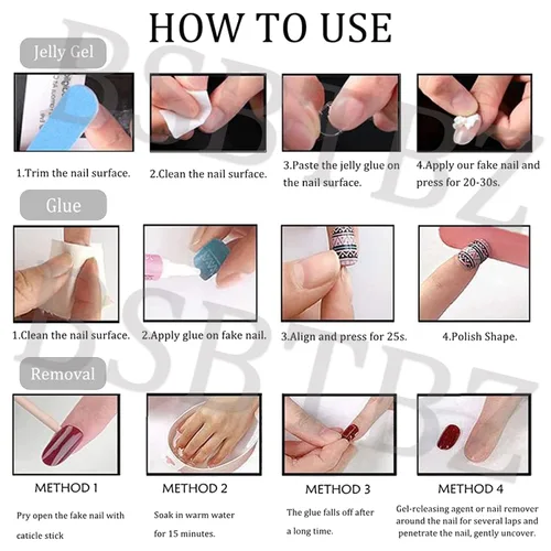 Vista 6 de 24 piezas de uñas postizas de punta francesa a presión, uñas postizas medianas en forma de almendra con diseño de ondas azul oscuro, uñas postizas