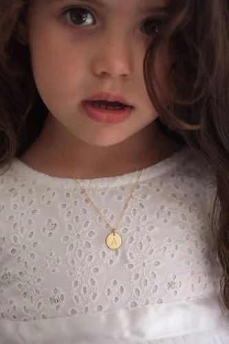 Vista 6 de Valloey Rover Gold Initial Pendant Necklace 14K Gold Plated Disc Double Side Engraved 165 Adjustable Dainty Personalized Alphabet Letter Pendant