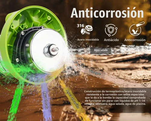 Vista 4 de Green Expert - Bomba sumergible de utilidad de 1/4 HP, flujo de 2000 GPH, componentes de acero inoxidable 316, resistente a la corrosión