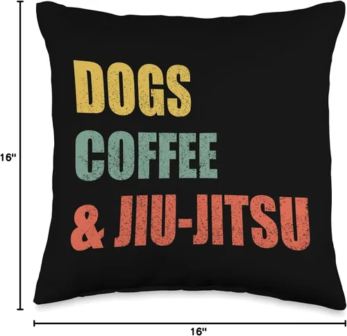 Vista 4 de Dogs Coffee And Jiu-Jitsu Funny Jiu Jitsu MMA BJJ - Almohada de 16 x 16 pulgadas, multicolor
