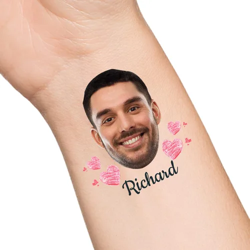 Vista 31 de Tatuajes temporales personalizados con texto de nombre, tatuaje temporal personalizado con logotipo fotográfico para adultos, parejas, mujeres