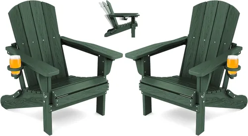 Vista 53 de SERWALL Silla Adirondack plegable ajustable con portavasos reclinable