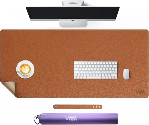 Vista 9 de Vyaaa 63" x 24" PU Leather Desk Mat, Black Large Mouse Pad Extra Large Office Desk Mat, Non-Slip Desk Blotter, Laptop Desk Pad, Waterproof Desk