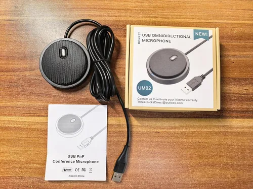 Vista 7 de Micrófono de conferencia USB mejorado para computadora, micrófono de condensador omnidireccional de 360° con llave de silencio, ideal