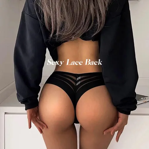 Vista 2 de chahoo Ropa interior de tanga para mujer, bragas sexy de tiro bajo, sin costuras, tangas de encaje en la espalda en T, paquete de 5 tangas que no se
