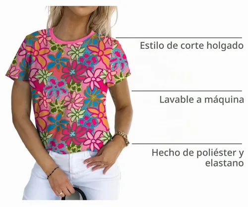 Vista 4 de EVALESS Camisetas casuales de manga corta para mujer 1a multicolor