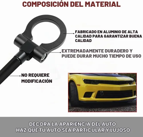 Vista 5 de Xotic Tech Sport Track Racing Style - Gancho de remolque CNC de aluminio con tornillo para parachoques delantero, compatible con Chevrolet Camaro 6ª
