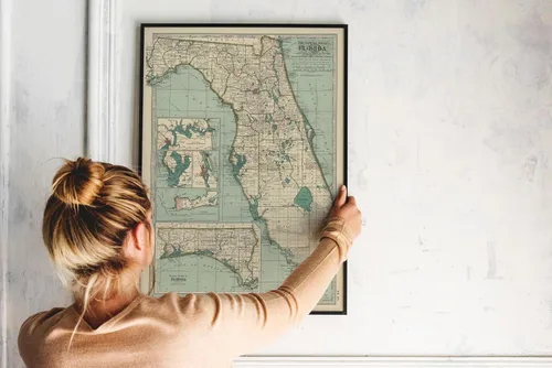 Vista 5 de Mapa histórico - Florida 1899 - Arte de pared vintage - 18 x 24 pulgadas