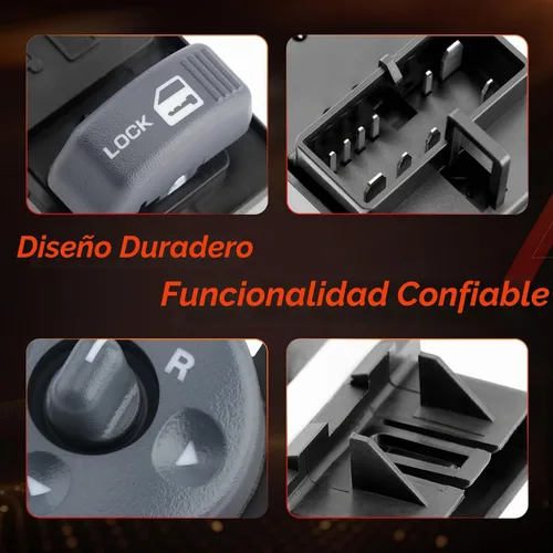 Vista 5 de Interruptor de ventana y espejo, apto para Chevy GMC C1500 C2500 C3500 Tahoe 1994-2001 Espejo de 2 puertas para el lado del conductor