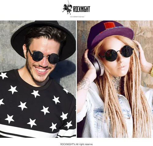 Vista 2 de ROCKNIGHT Gafas de sol Gothic Steampunk redondas polarizadas UV400 con protección unisex