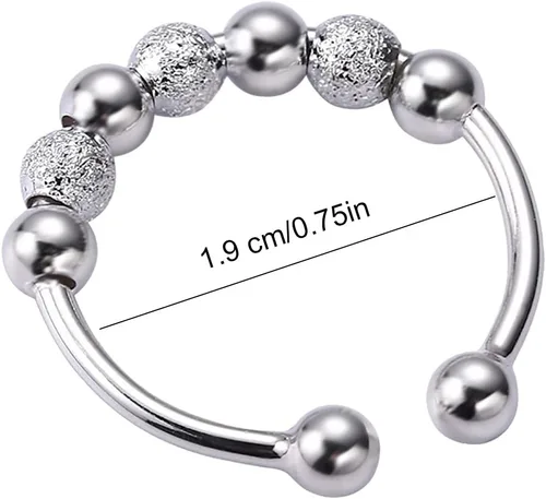 Vista 8 de Anillos de boda estéticos para mujeres, adolescentes, niñas, 3 piezas y cuentas en espiral, giro de una sola vuelta, anti estrés, anillos apilables