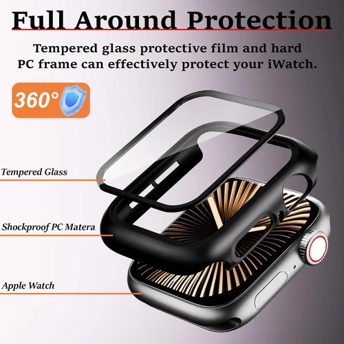 Vista 3 de [Paquete de 16] Funda rígida de policarbonato con protector de pantalla compatible con Apple Watch Series 4/5/6/SE de 1.575 pulgadas, borde