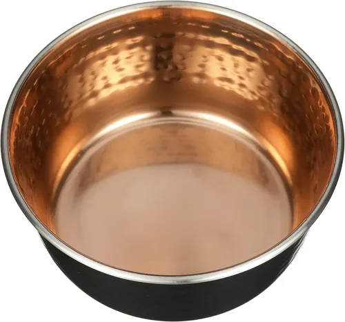 Vista 2 de Neater Pet Brands Cuencos decorativos martillados de diseño, platos de lujo prémium para perros y gatos (tamaño pequeño, negro cobre)