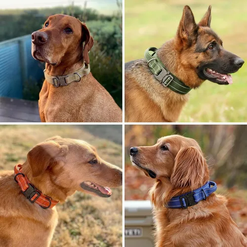 Vista 8 de KCUCOP - Collar táctico para perro, collar militar para perro, collares para perro Tactipup, ajustable, hebilla de metal resistente para perros M, L