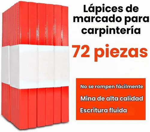 Vista 2 de Gegong 72 lápices de carpintero de 7 pulgadas octogonal rojo duro negro plomo carpintero, herramienta de marcado de carpintería