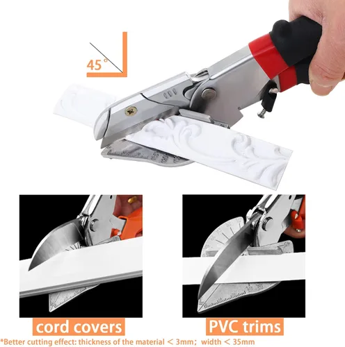 Vista 2 de Cortador de inglete multiángulo con 45 a 135 grados, tijeras de corte angular ajustables para cubierta de cable de PVC, moldeo de zócalo, borde