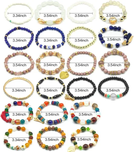 Vista 2 de Conjuntos de pulseras bohemias para mujer, 6 juegos de pulseras elásticas apilables multicolor, estilo hippie, joyas finas
