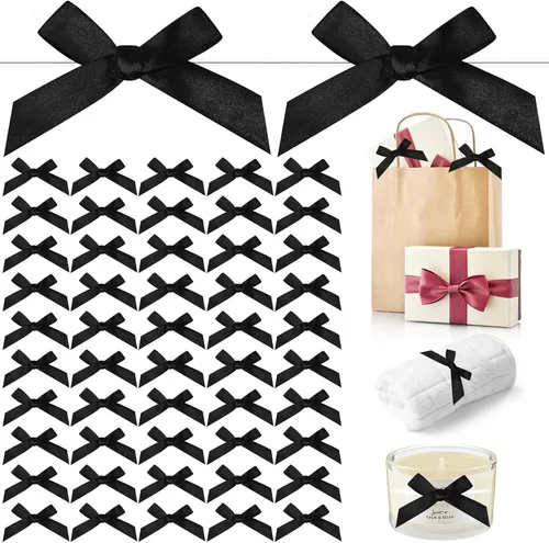 Vista 13 de Gejoy 100 lazos de lazo de satén de 2.6 pulgadas de la serie azul para envolver regalos, lazos de satén preatados, bolsas de manualidades