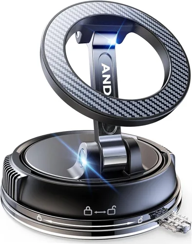 Vista 9 de ANDERY Soporte para teléfono de coche para Magsafe [78+LBS de succión más fuerte y 2400gf magnético] Montura de teléfono de coche ajustable en 360°