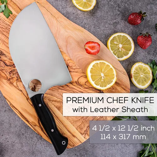 Vista 6 de Crystalia Cuchillo de carnicero, cuchillo de carnicero hecho a mano para cortar carne, cuchillos de chef de espiga completa forjados a mano