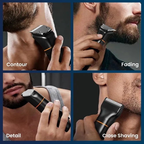 Vista 12 de MAXGROOM - Cortadora de barba 6 en 1 para hombres, afeitadora eléctrica inalámbrica impermeable, kit de aseo para bigote, cabello, cara, nariz