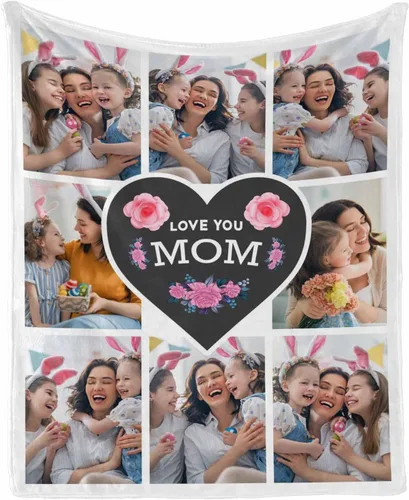 Vista 26 de InterestPrint Regalos personalizados para mamá, manta personalizada con fotos y fotos familiares, regalos de cumpleaños para el día de la madre