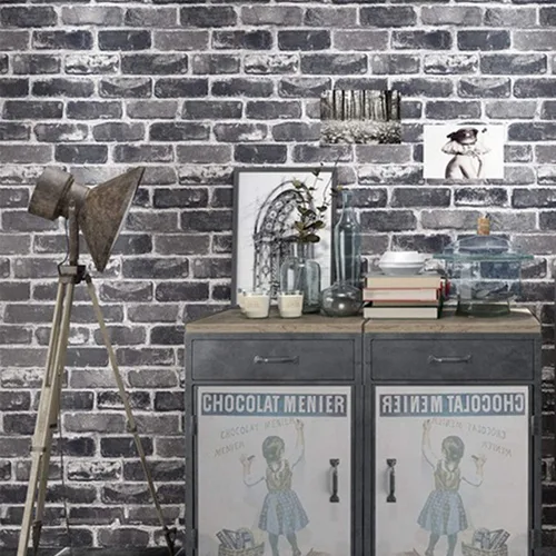 Vista 2 de Okydoky Papel Tapiz Despegable y Adhesivo, Papel Tapiz de Ladrillo Gris para Decoración del Hogar, Papel de Contacto Adhesivo y Despegable