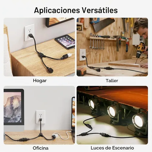 Vista 7 de [Listado ETL] Cable Matters - Paquete de 2 divisores de potencia de 16 AWG
