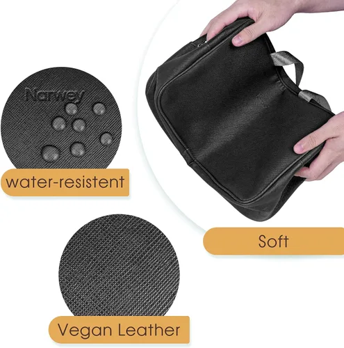 Vista 4 de Narwey Neceser de tamaño completo, bolsa de cosméticos grande, bolsa de maquillaje de viaje, organizador para mujeres y niñas, A-Negro, L, Bolsa