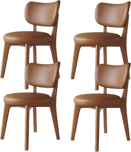 Vista 15 de Juego de sillas de comedor de madera de 1/2/4, sillas de cocina con respaldo curvo, silla de vestíbulo, silla de comedor tapizada, silla de comedor