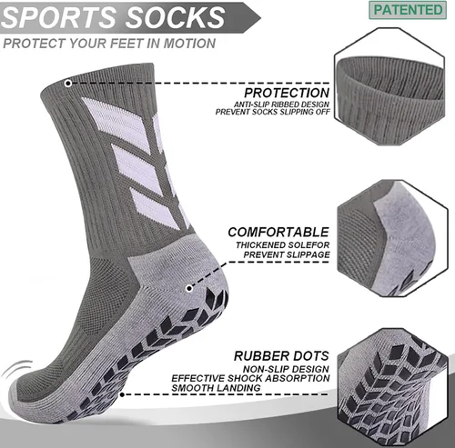 Vista 2 de MENDENG Calcetines antideslizantes de fútbol para hombre, calcetines de hospital antideslizantes para entrenamiento, calcetines atléticos