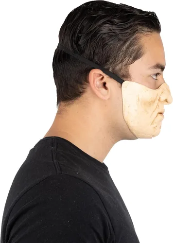 Vista 2 de Ghoulish Productions Máscara de 2 caras de bozal. Máscara de látex de media cara rasgada. Máscara de látex de talla única para adultos. Línea