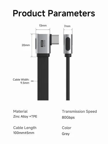 Vista 8 de Hagibis Cable USB4 de 90 grados de 0.33 pies, transferencia de datos de 80 Gbps, pantalla de video de 8 K a 60 Hz, cable USB-C de carga rápida