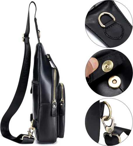 Vista 150 de LUKZIJAES Bolso bandolera de cuero genuino para hombre