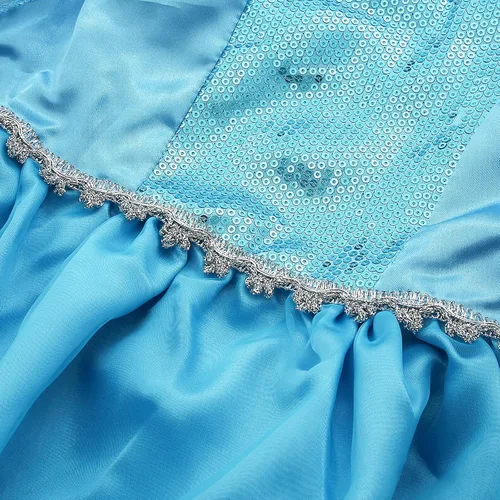 Vista 4 de Vestidos de princesa para niñas fiesta de nieve cosplay disfraz de Halloween de manga larga